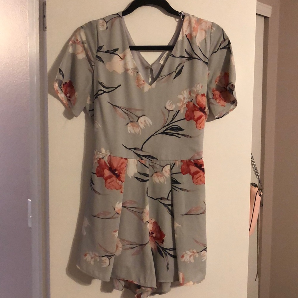 Blue floral romper